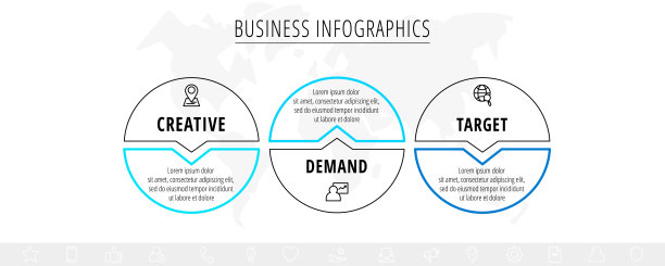 矢量线信息图模板为三个箭头和圆圈图片下载