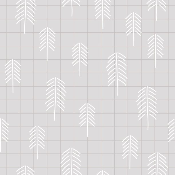 灰色抽象中性格子背景与白色圣诞树。矢量图案简单无缝。印花是极简的，中性的图片下载