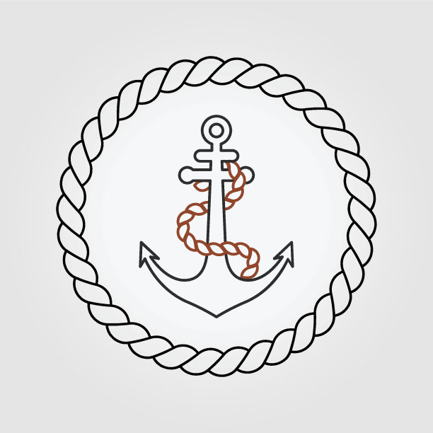最小线艺术锚标志矢量图标插画设计，航海概念现代图片下载