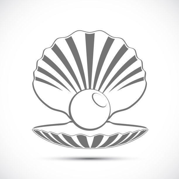 图标打开贝壳与珍珠。矢量标志图片下载
