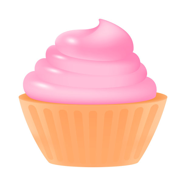 纸杯蛋糕与粉红色奶油3D图标图片下载