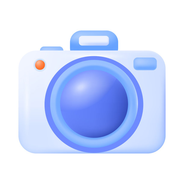 蓝色立体相机图标图片下载
