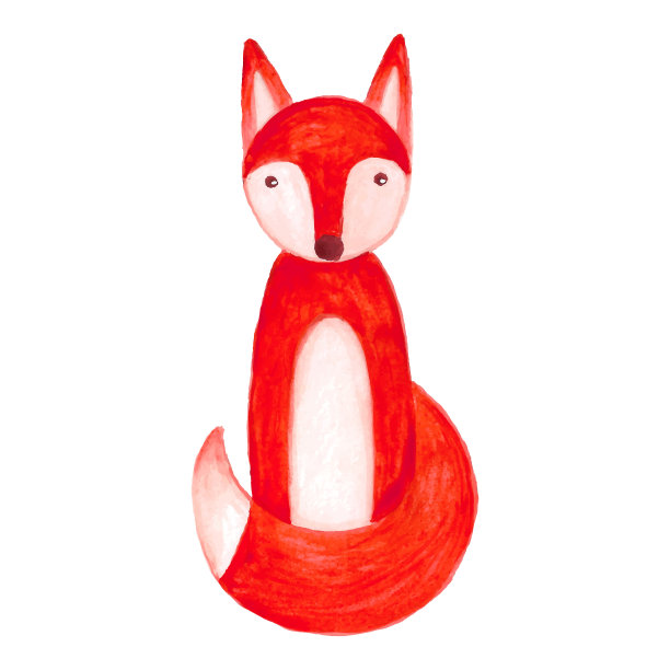 水彩可爱的卡通狐狸在白色的背景。图片下载