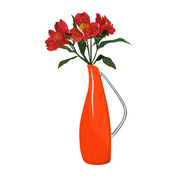 Alstroemeria热带花卉。秘鲁百合在花瓶，矢量插图。图片下载