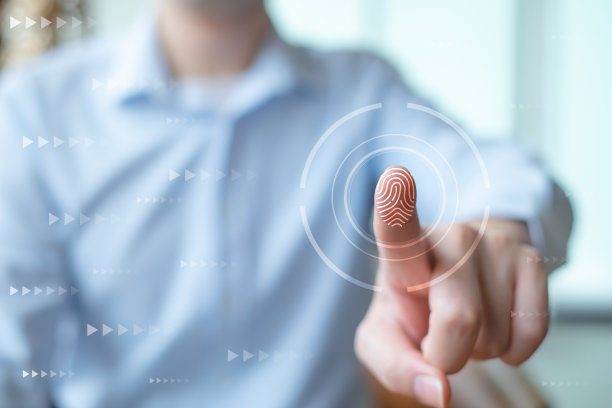 指纹扫描和生物识别认证，网络安全和指纹密码，未来科技。商业技术安全互联网网络概念。图片下载