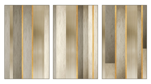 现代墙壁装饰墙纸框架。3d抽象，金色线条，大理石，木头和棕色的形状。图片下载