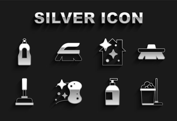 设置清洁拖把和桶的海绵刷图片下载