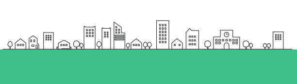 绿色背景的城市景观线条插画，线条，剪影，矢量背景材料，可持续发展目标，可持续发展图片下载