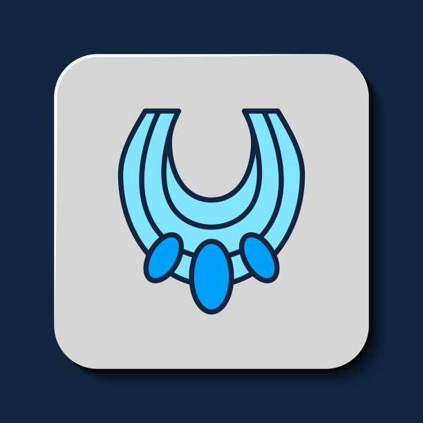 填充轮廓埃及项链图标孤立上图片下载