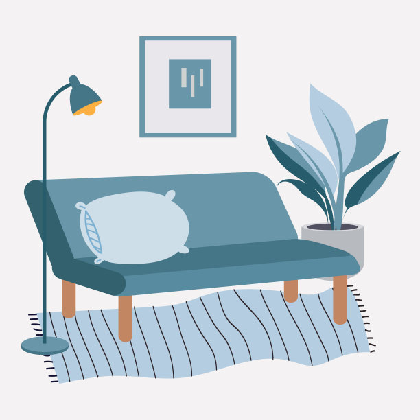 室内物品。沙发在室内。客厅。矢量插图。图片下载