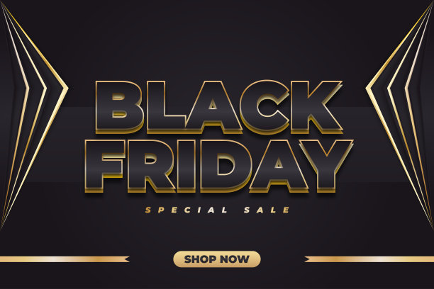 黑色星期五促销横幅与3d文字黑色和金色的概念图片下载