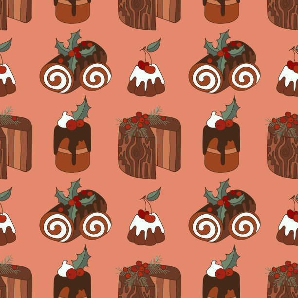 巧克力圣诞甜点。图片下载