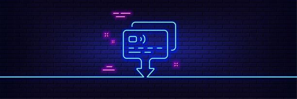 信用卡线图标。寄钱付款单。霓虹灯辉光效果。向量图片下载