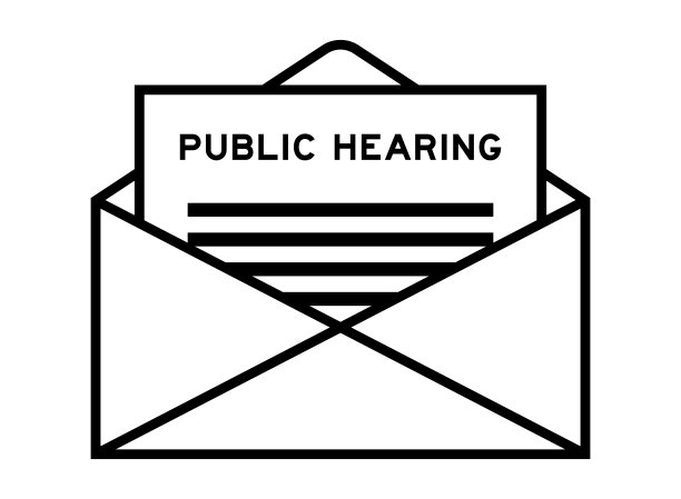 信封和信件签名，以“公开听证会”为标题图片下载