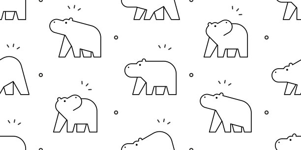 无缝模式与河马图片下载