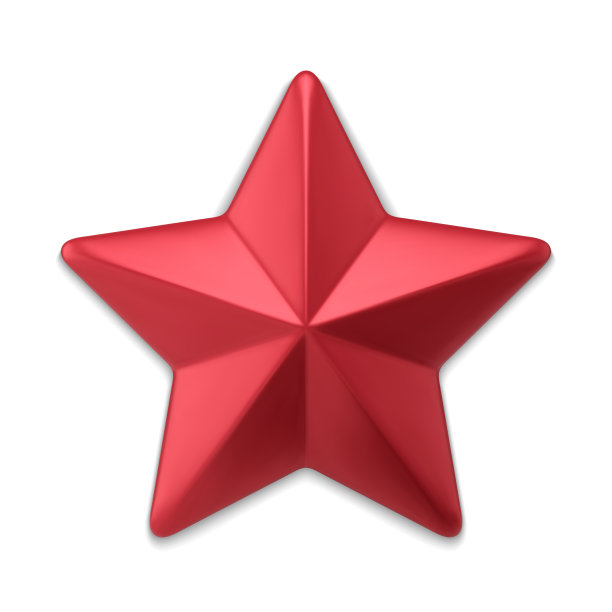 红色逼真的五角星三维矢量插图图片下载