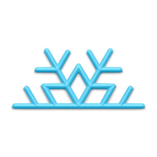 逼真的蓝色冰冻雪花三维矢量插图图片下载