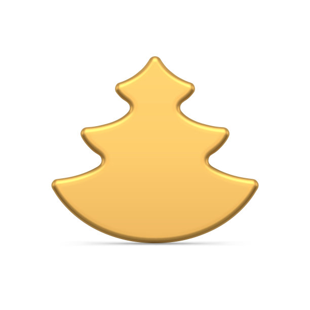 圣诞树金色小玩意可爱有光泽的金属纤细装饰设计逼真的3d图标矢量图片下载