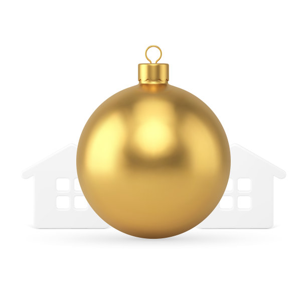 金币金属球圣诞树玩具与环挂现实的3d图标矢量图片下载