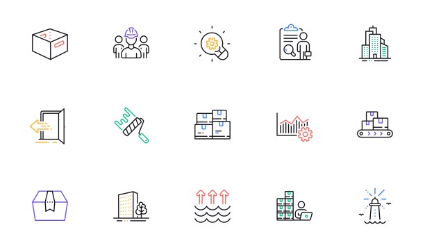 灯塔，批发库存和包装盒线图标网站，印刷。为设计。向量图片下载