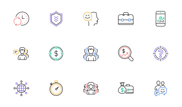 业务线图标。团队，投资组合和团队合作。线性的图标集。向量图片下载