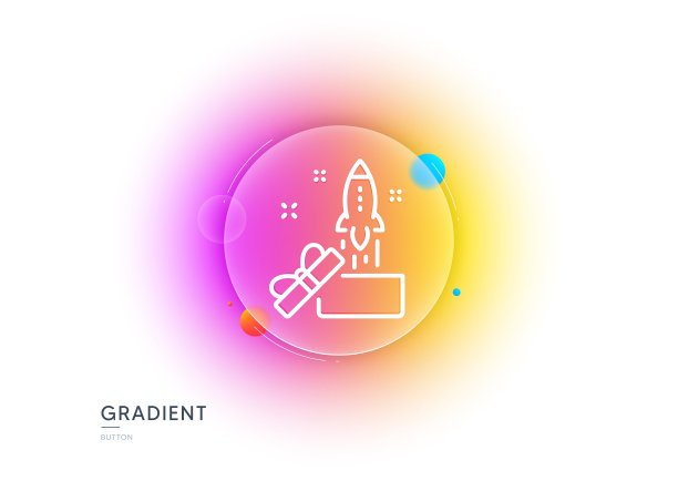框外线图标。启动项目的迹象。梯度模糊按钮。向量图片下载
