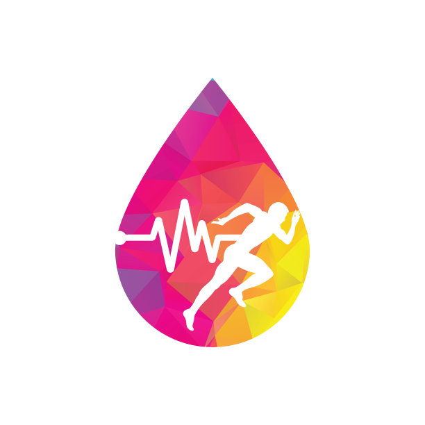 脉冲马拉松下降形状概念标志设计图标矢量。图片下载