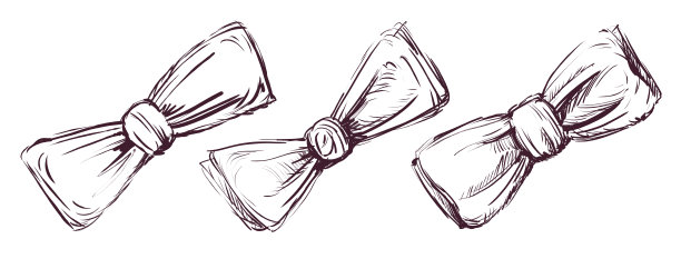 给新郎的领结，一套插图。白色背景的领带。图片下载