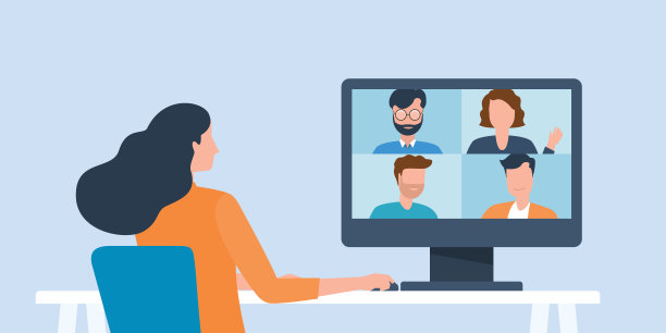 在线视频会议商务办公概念矢量素材图片下载