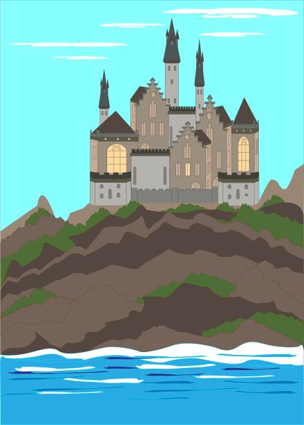 中世纪的城堡，古代的城堡或坚不可摧的堡垒，石塔上的岩石山峰。图片下载