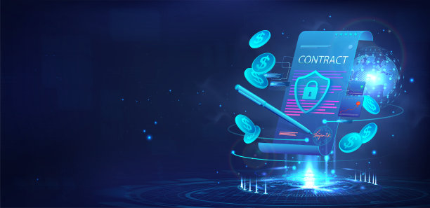 3D全息图与智能合约和地球。旗帜模板图片下载