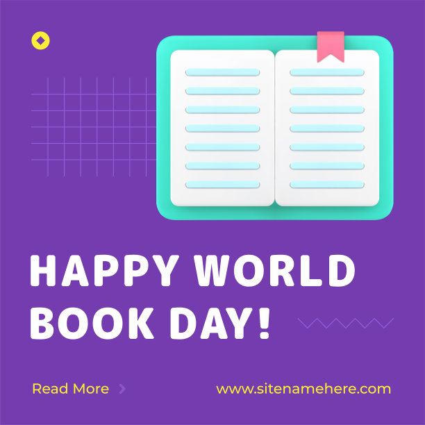 快乐世界读书日宣传贴互联网广告设计3d图标矢量插图图片下载