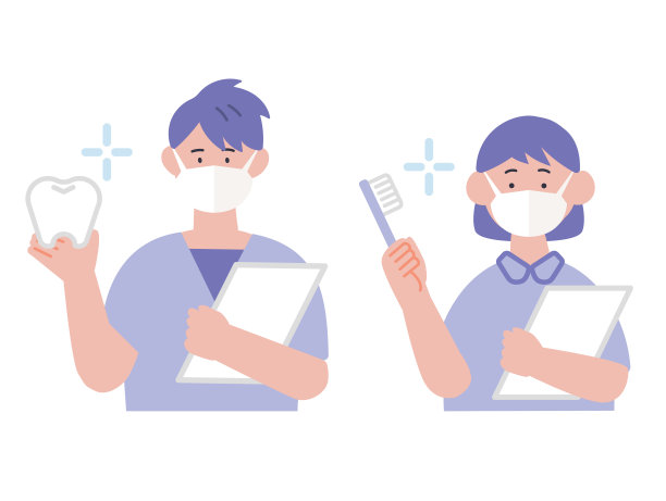 一男一女戴着口罩的牙科保健师的插图图片下载