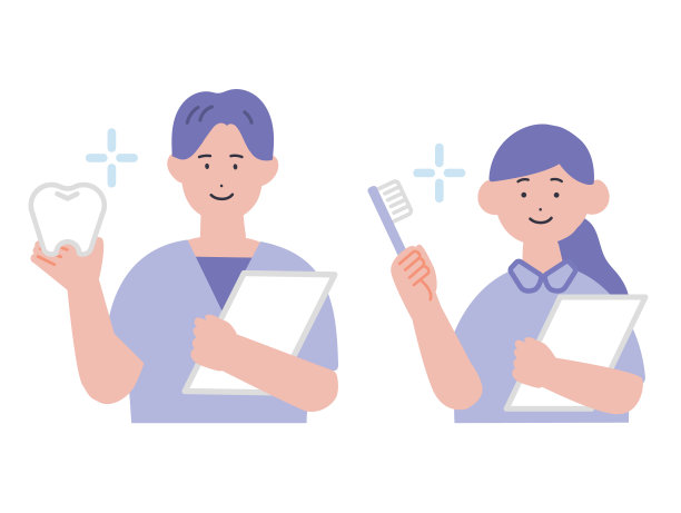 一个男性和女性牙科保健师的插图图片下载