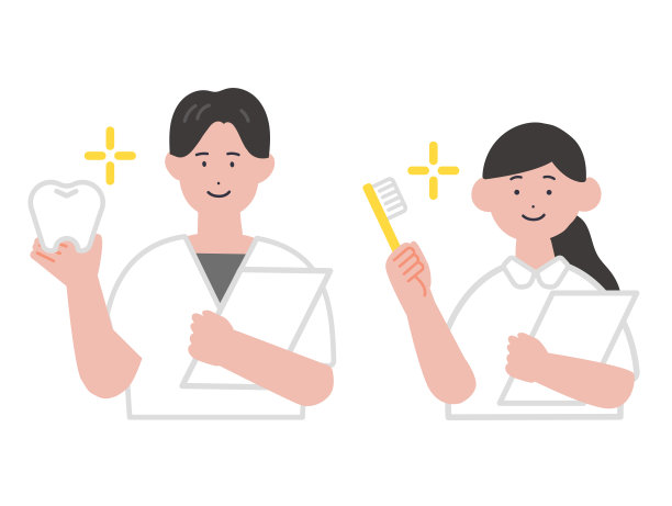 一个男性和女性牙科保健师的插图图片下载