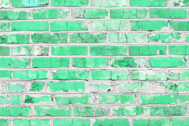 用不寻常的绿砖砌成的砖墙图片下载