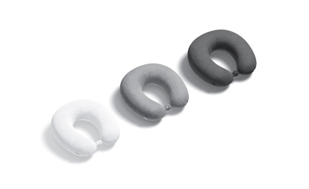 空白黑色，白色和灰色旅行枕头模型，侧视图图片下载