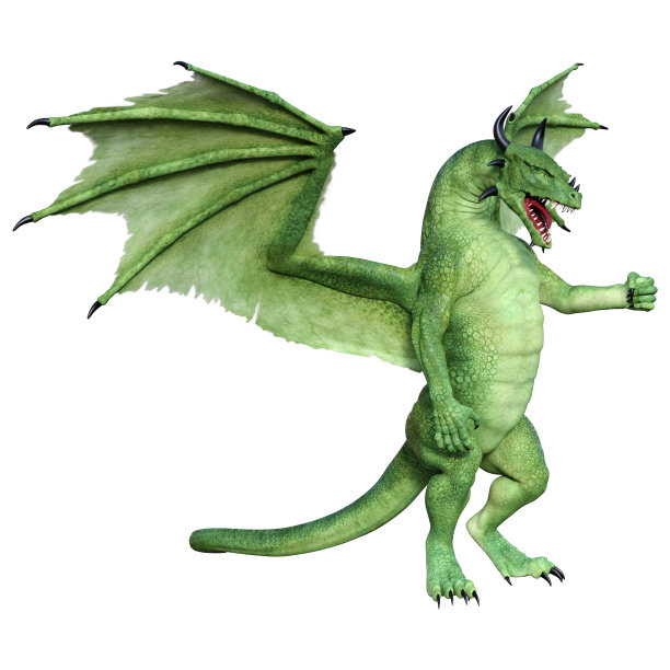 3D渲染童话龙在白色图片下载