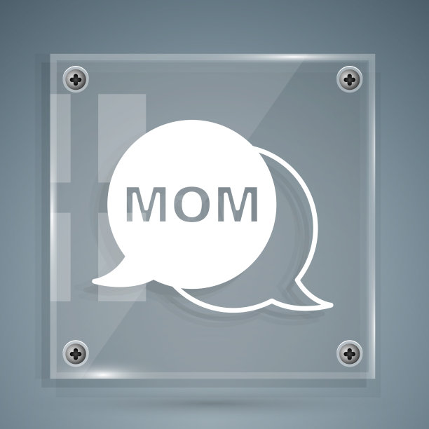 白色语音泡泡妈妈图标孤立在灰色上图片下载