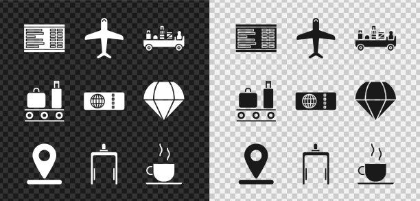 设机场登机飞机行李拖车图片下载