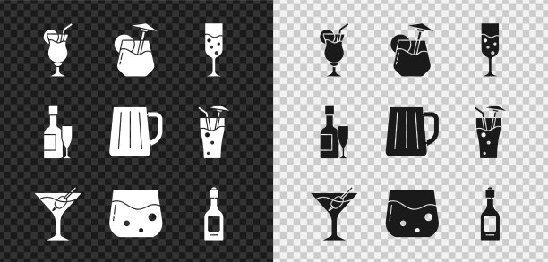 设定鸡尾酒杯香槟马提尼杯图片下载