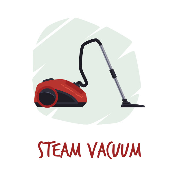 蒸汽真空吸尘器，平面矢量插图孤立在白色背景。图片下载