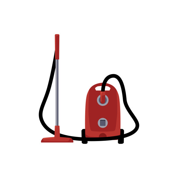 圆柱形吸尘器，白色背景上的平面矢量插图。图片下载