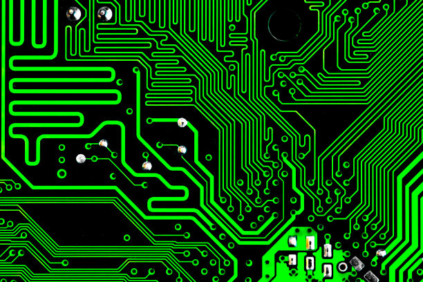 微机线路板上印刷布线的宏特写图片下载