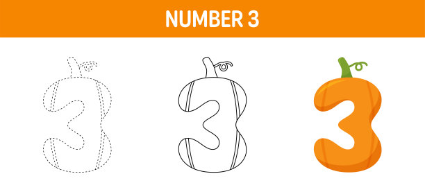 第三，孩子们的南瓜描画和着色工作表图片下载