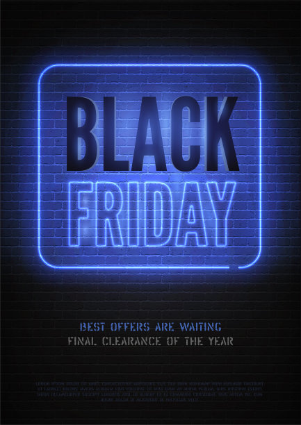 黑色星期五折扣蓝色霓虹矢量横幅模板男士奢侈品店图片下载