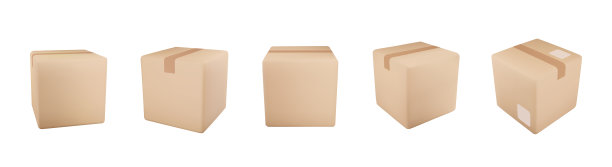 用透明胶带和标签的纸板或纸盒逼真的送货盒。图片下载