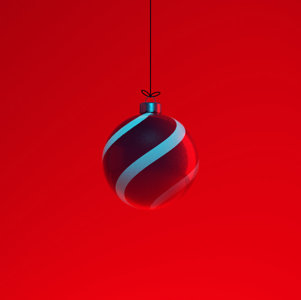 红色圣诞小玩意白色条纹挂树装饰圣诞节日球背景闪亮的金属斑点图片下载