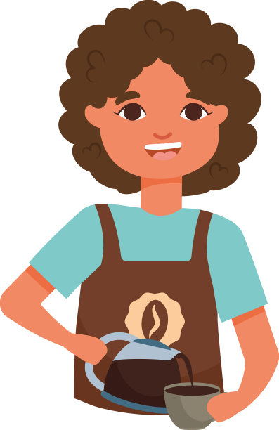 咖啡师女孩端咖啡图片下载