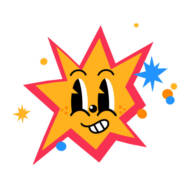 矢量插图明星，明亮的手绘，抽象漫画图标，儿童风格的平面卡通人物图片下载